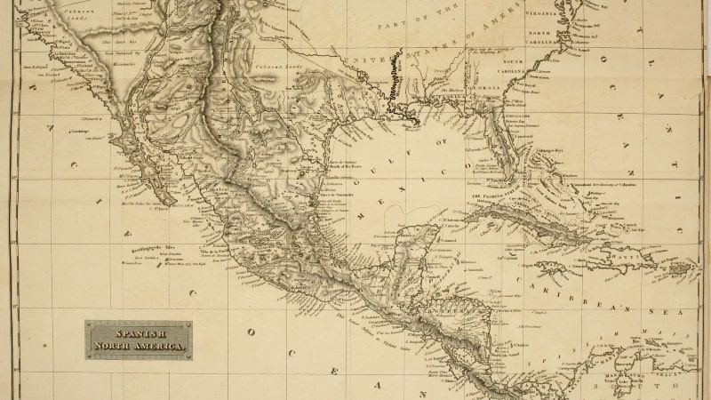 A map of North America, Central America, and the Caribbean in the 1400s.