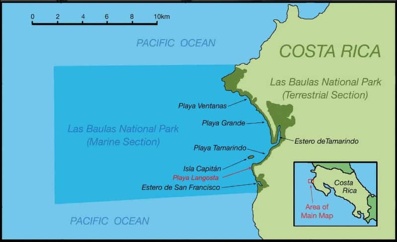 Playa Langosta map