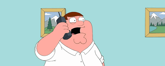 Family Guy cartoon character on the phone