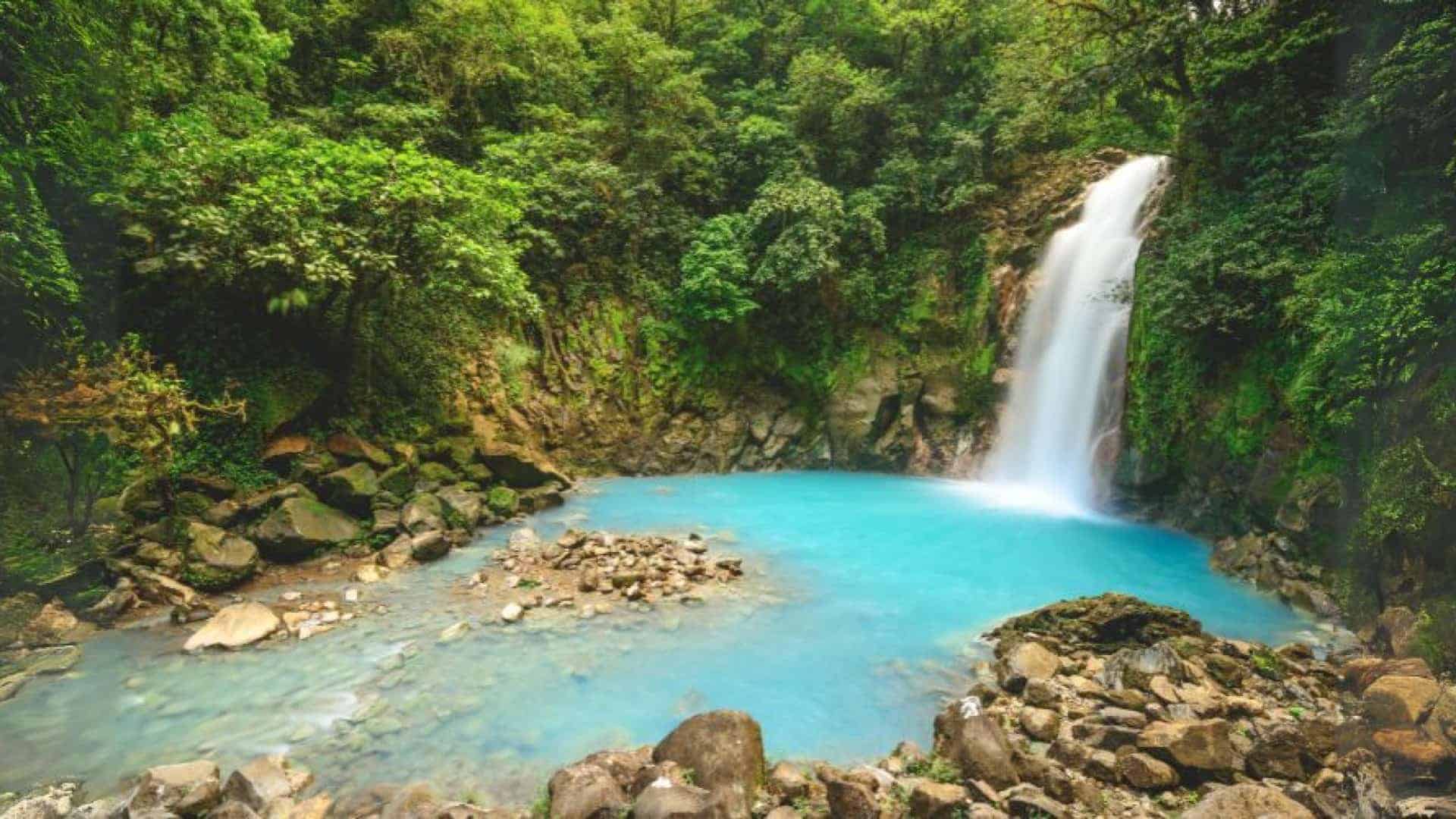 The Rio Celeste Waterfall in Costa Rica