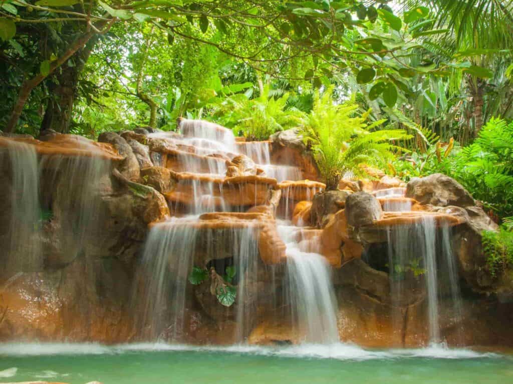 hot springs flowing into a river in Costa Rica