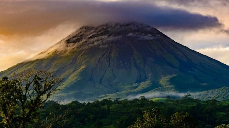 dramatic skies over the Arenal Volcano in Costa Rica
